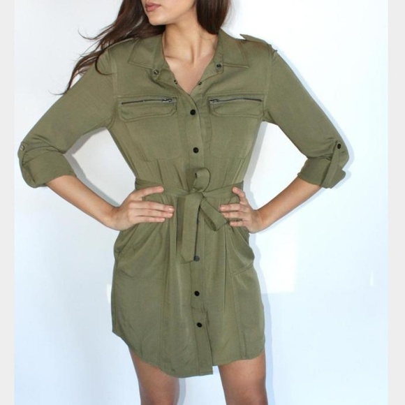 military green shirt dress